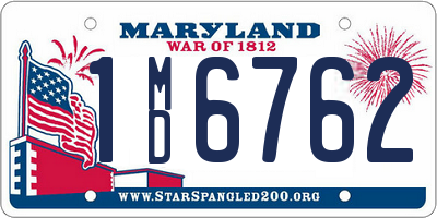 MD license plate 1MD6762