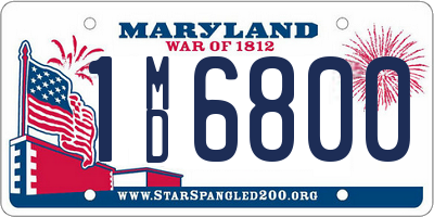 MD license plate 1MD6800