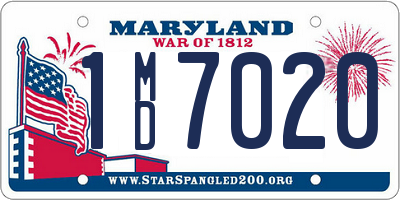 MD license plate 1MD7020