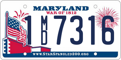 MD license plate 1MD7316