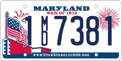 MD license plate 1MD7381