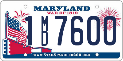 MD license plate 1MD7600