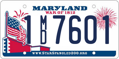 MD license plate 1MD7601