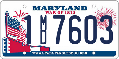 MD license plate 1MD7603