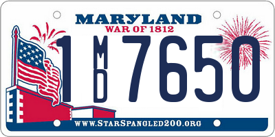 MD license plate 1MD7650