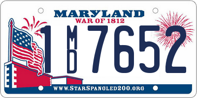 MD license plate 1MD7652