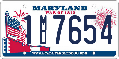 MD license plate 1MD7654