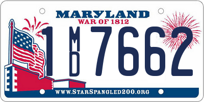 MD license plate 1MD7662