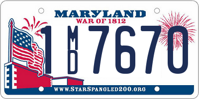 MD license plate 1MD7670