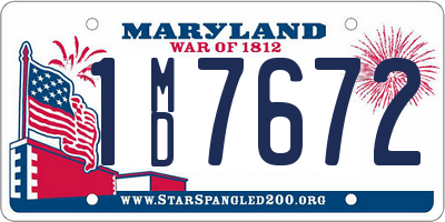 MD license plate 1MD7672