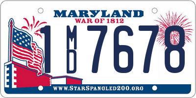 MD license plate 1MD7678