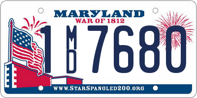 MD license plate 1MD7680