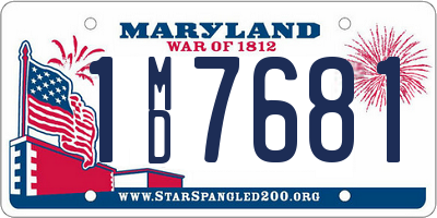 MD license plate 1MD7681