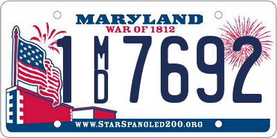 MD license plate 1MD7692