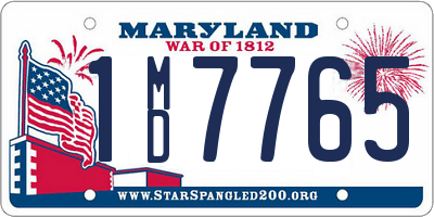 MD license plate 1MD7765