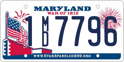 MD license plate 1MD7796