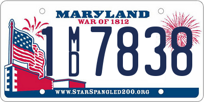 MD license plate 1MD7838