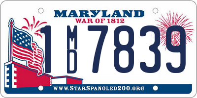 MD license plate 1MD7839