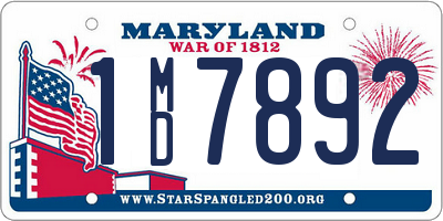 MD license plate 1MD7892