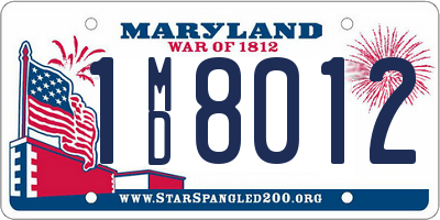 MD license plate 1MD8012