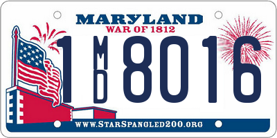 MD license plate 1MD8016