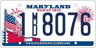 MD license plate 1MD8076