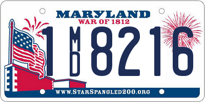 MD license plate 1MD8216