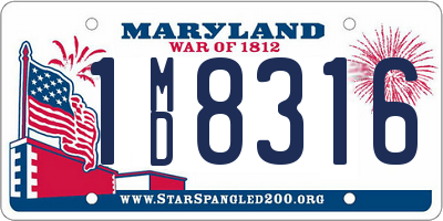 MD license plate 1MD8316