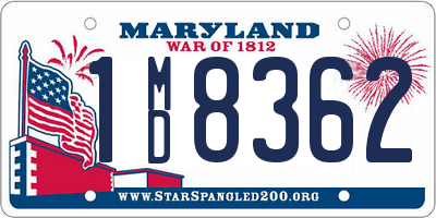 MD license plate 1MD8362