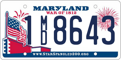 MD license plate 1MD8643