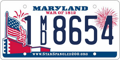 MD license plate 1MD8654