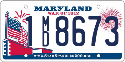 MD license plate 1MD8673