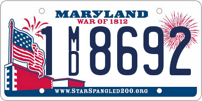 MD license plate 1MD8692