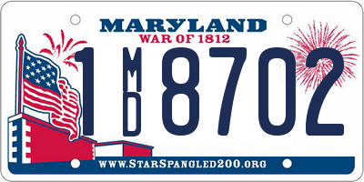 MD license plate 1MD8702