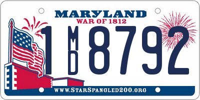 MD license plate 1MD8792