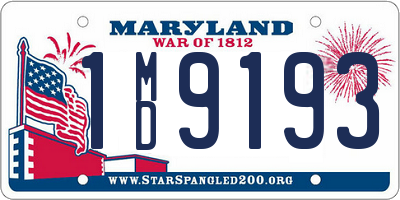 MD license plate 1MD9193