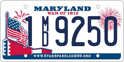 MD license plate 1MD9250