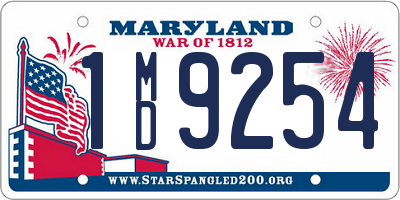 MD license plate 1MD9254