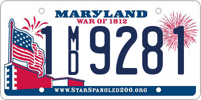 MD license plate 1MD9281