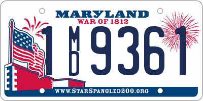 MD license plate 1MD9361
