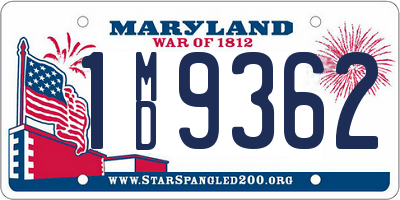 MD license plate 1MD9362