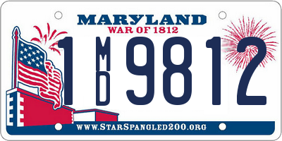 MD license plate 1MD9812