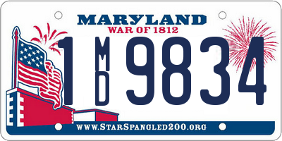 MD license plate 1MD9834