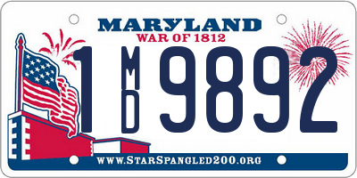 MD license plate 1MD9892