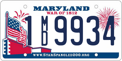 MD license plate 1MD9934
