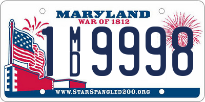 MD license plate 1MD9998