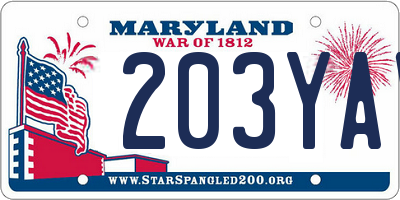 MD license plate 203YAV