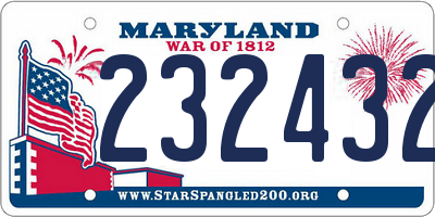 MD license plate 2324324