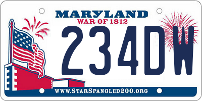 MD license plate 234DW1