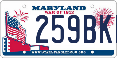 MD license plate 259BKF